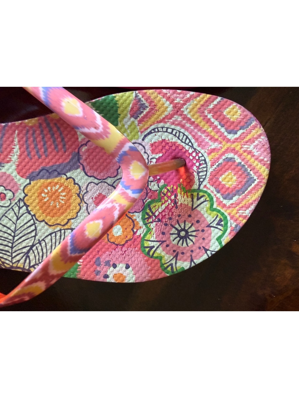 Vera Bradley Floral Pattern Pink and Orange Flip Flops Size 7-8 - Picture 5 of 6